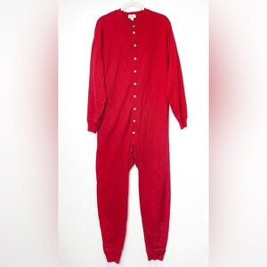 J Crew Oarsman Tag Vintage 1980 Red Union Suit 100% Cotton Made In USA Medium .